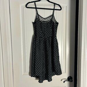 Xhilaration Black and White Polka Dot High Low Spaghetti Strap Dress Mesh Med